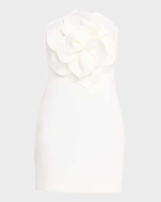 Strapless Rosette Bodice Scuba Mini Dress